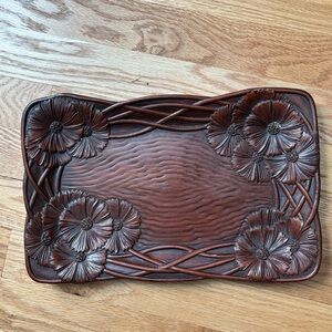 Vintage Syroco Art Nouveau Floral Tray Wall Decor Molded Wood 1930s Style